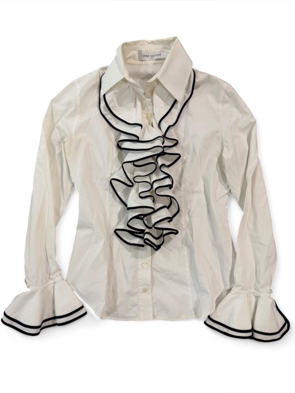 Anne Fontaine Paris FR 38 Button Down with Ruffles - Picture 3 of 10